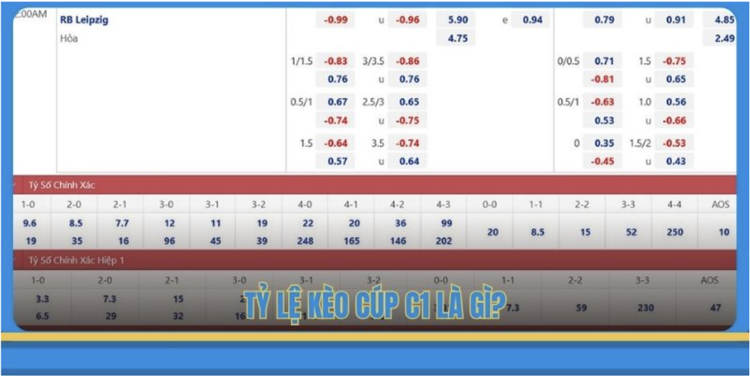 Tìm hiểu về tỷ lệ kèo Cúp C1