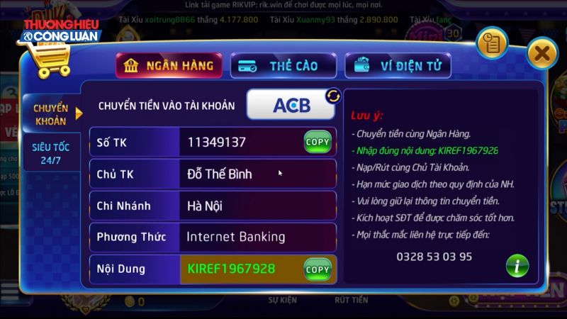 Nạp Tiền Tài Xỉu